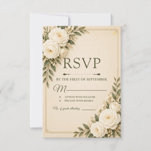 Tarjeta de Respuesta Beige Elegancia (Anverso)