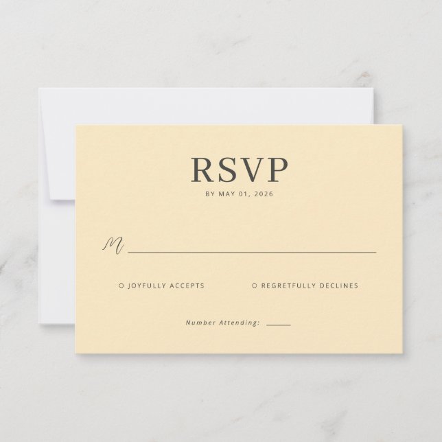 Tarjeta de respuesta Beige Elegante (Anverso)