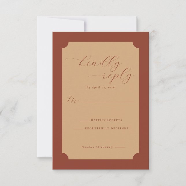 Tarjeta de Respuesta Beige Elegante (Anverso)