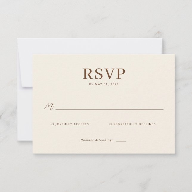 Tarjeta de Respuesta Beige Elegante (Anverso)