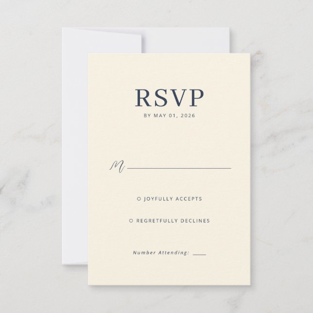 Tarjeta de Respuesta Beige Elegante (Anverso)