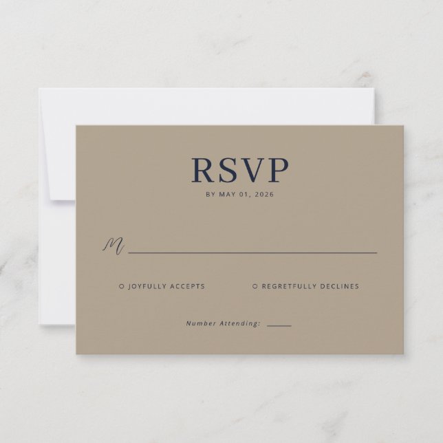 Tarjeta de respuesta Beige Elegante (Anverso)