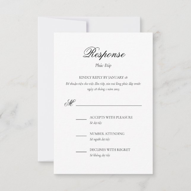 Tarjeta de respuesta bilingüe vietnamita (Anverso)