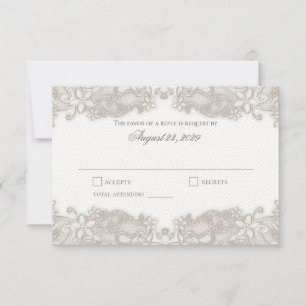 Tarjeta de respuesta blanca de encaje floral victo