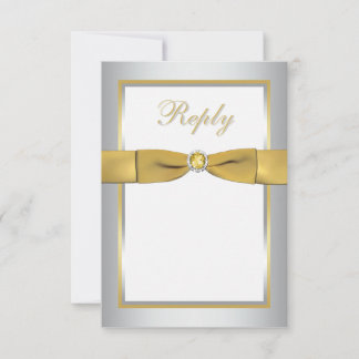 Tarjeta de respuesta blanca, dorada, plata RIBBON 