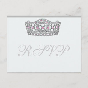 Tarjeta de respuesta blanca RSVP Princesa Tiara