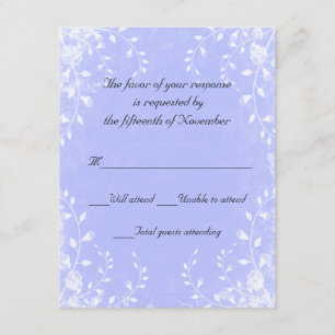 Tarjeta de respuesta Boda azul elegante
