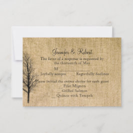 Tarjeta de respuesta Boda Burlap y Birch Posh