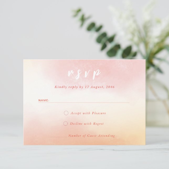 Tarjeta de respuesta Boda coloreada romántica (Anverso de pie)