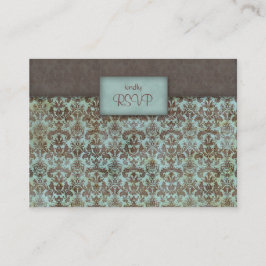 tarjeta de respuesta boda damasco turquesa azul