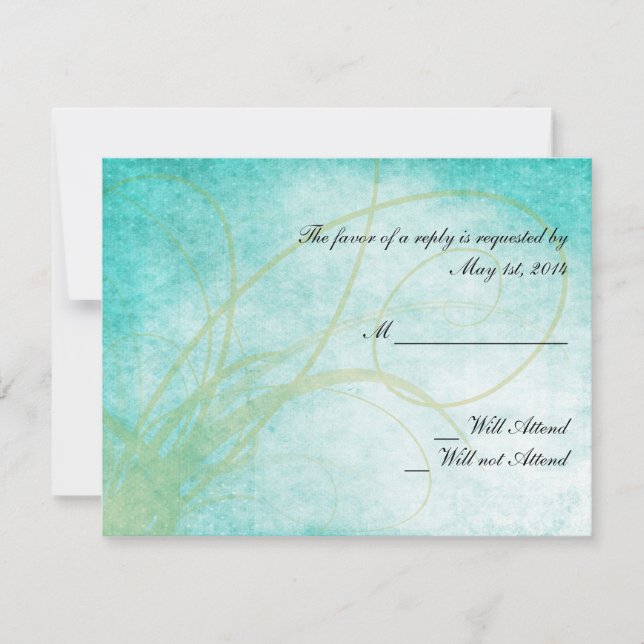 Tarjeta de respuesta Boda de acuarela Aqua Humming (Anverso)