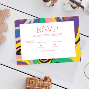Tarjeta de respuesta Boda de arte de Swirl vibrant