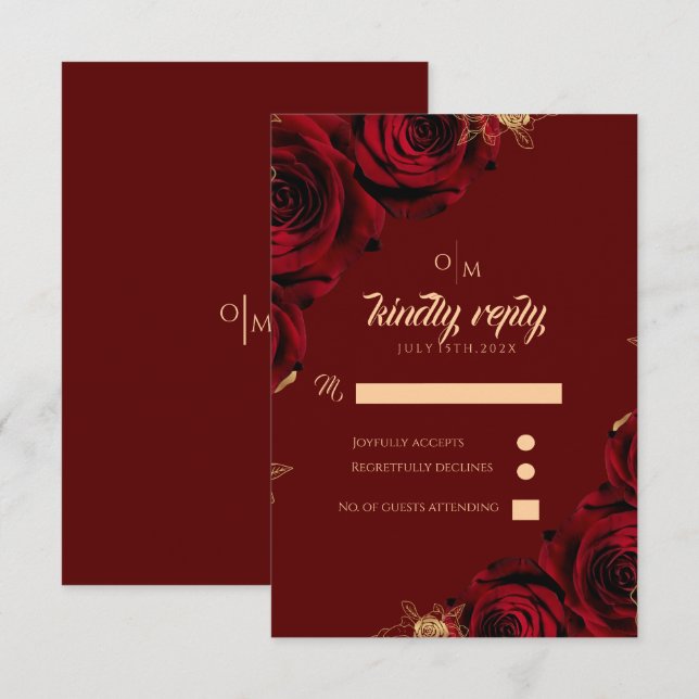 Tarjeta de respuesta Boda de Borgoña y Rosa de oro (Anverso / Reverso)