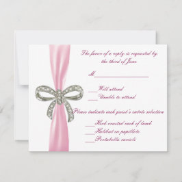 Tarjeta de respuesta Boda de Bow de Diamante Rosa