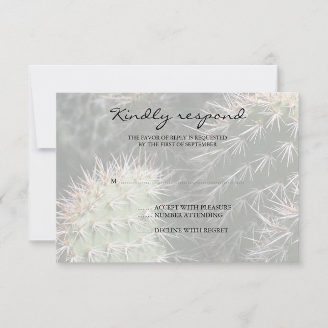 Tarjeta de respuesta Boda de Cactus (Anverso)