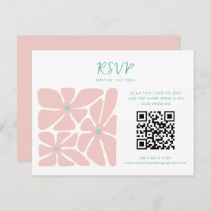 Tarjeta de respuesta Boda de código QR retro brill