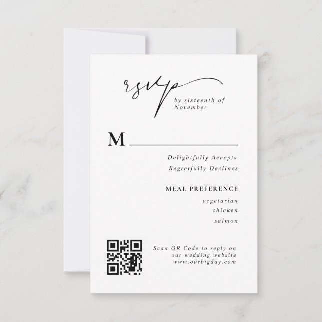 Tarjeta de respuesta Boda de código QR RSVP de scr (Anverso)