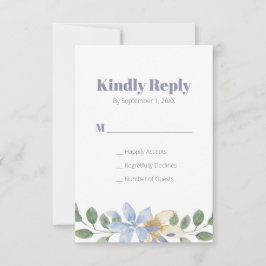 Tarjeta de respuesta Boda de color morado floral