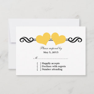 Tarjeta de respuesta Boda de corazón elegante, ama
