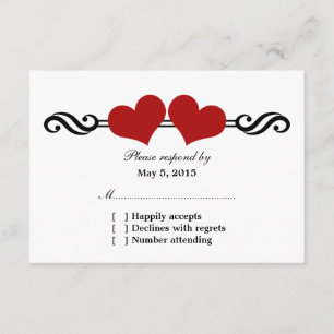 Tarjeta de respuesta Boda de corazones elegantes, 