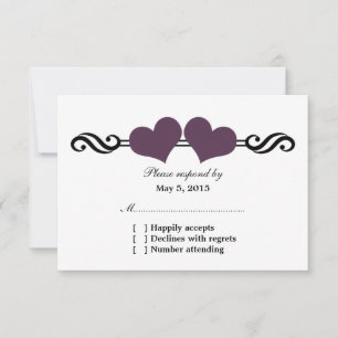 Tarjeta de respuesta Boda de Corazones Elegantes, 