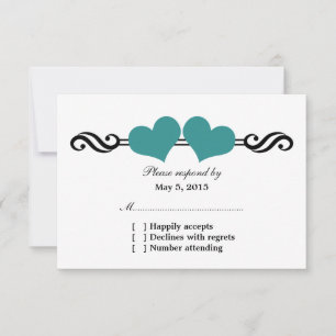 Tarjeta de respuesta Boda de Corazones Elegantes, 