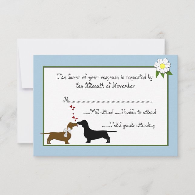 Tarjeta de respuesta Boda de Dachshunds (Anverso)