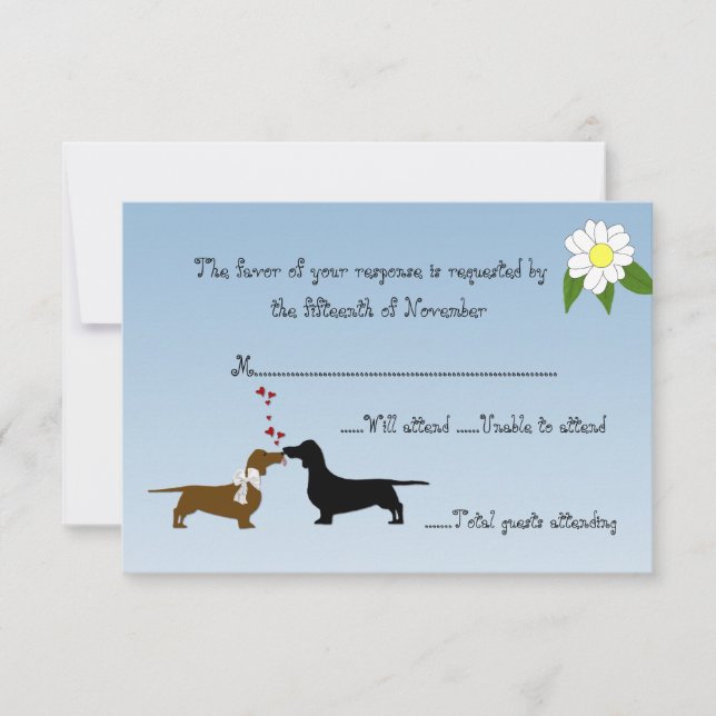 Tarjeta de respuesta Boda de Dachshunds (Anverso)