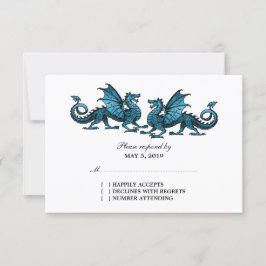 Tarjeta de respuesta Boda de Dragones Elegantes Az