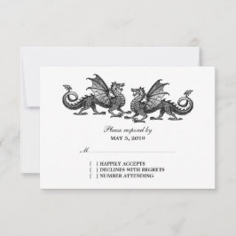 Tarjeta de respuesta Boda de Dragones Elegantes de