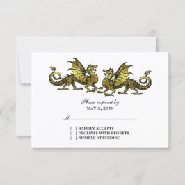 Tarjeta de respuesta Boda de Dragones Elegantes de
