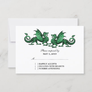Tarjeta de respuesta Boda de Dragones Elegantes Ve