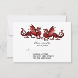 Tarjeta de respuesta Boda de Dragones Rojos Elegan