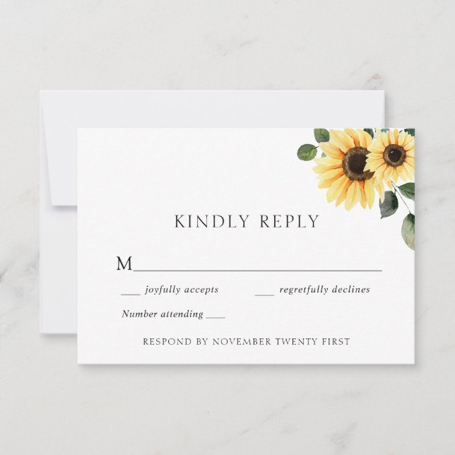 Tarjeta de respuesta Boda de girasol de otoño (Anverso)
