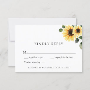 Tarjeta de respuesta Boda de girasol de otoño