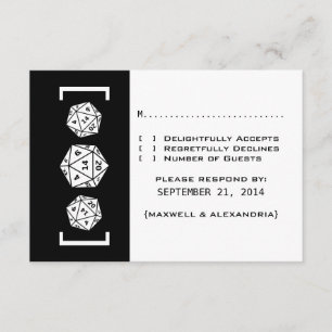 Tarjeta de respuesta Boda de juego de dados D20 ne