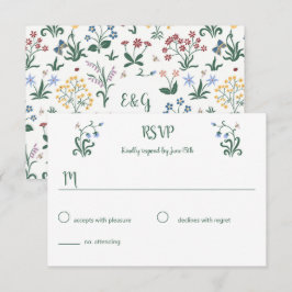 Tarjeta de respuesta Boda de las flores caprichosa