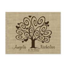 Tarjeta de respuesta Boda de los corazones de árbo