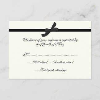 Tarjeta de respuesta Boda de marfil y negro para t