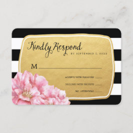Tarjeta de respuesta Boda de Moda floral / oro