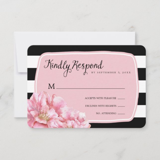Tarjeta de respuesta Boda de Moda floral / rosa (Anverso)