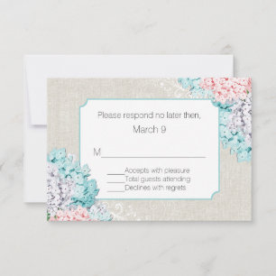 Tarjeta de respuesta Boda de moda Pastel Hydrangea