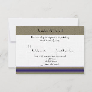 Tarjeta de respuesta Boda de Navy Art Deco Posh