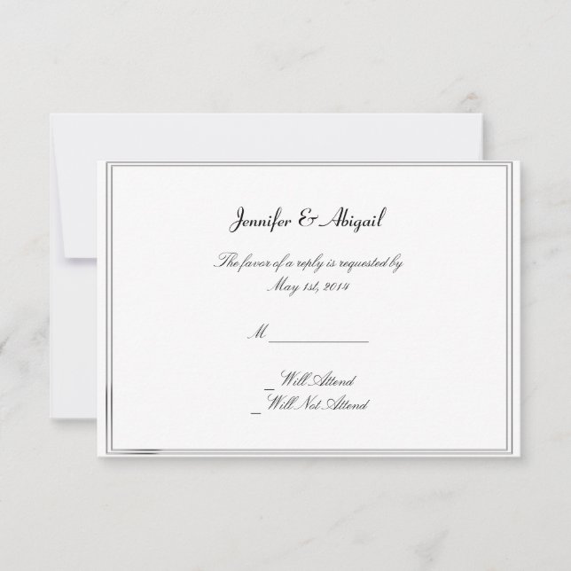 Tarjeta de respuesta Boda de Novias de Elegancia B (Anverso)