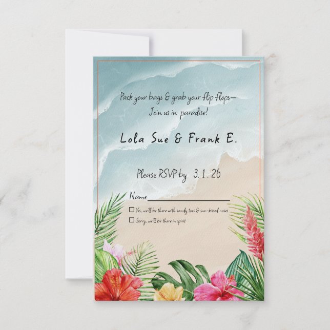 Tarjeta de respuesta Boda de Paradise Blooms (Anverso)