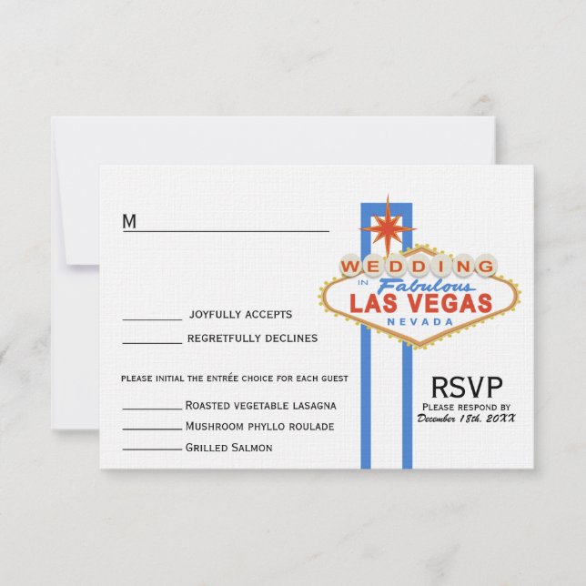 Tarjeta de respuesta Boda de Rótulo de Las Vegas ( (Anverso)