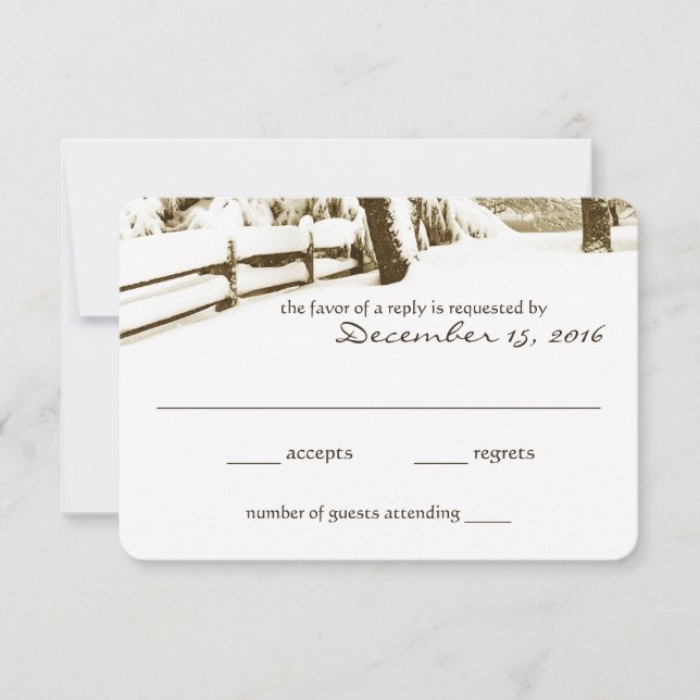 Tarjeta de respuesta Boda de Serenidad de Invierno (Anverso)