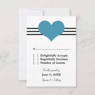 Tarjeta de respuesta Boda del corazón del mod, azu