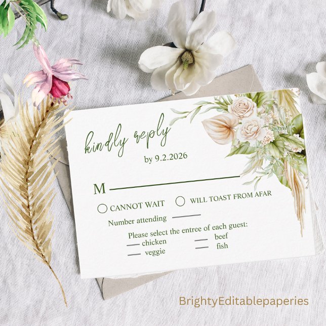 Tarjeta de respuesta Boda Delicate Pampas (Subido por el creador)