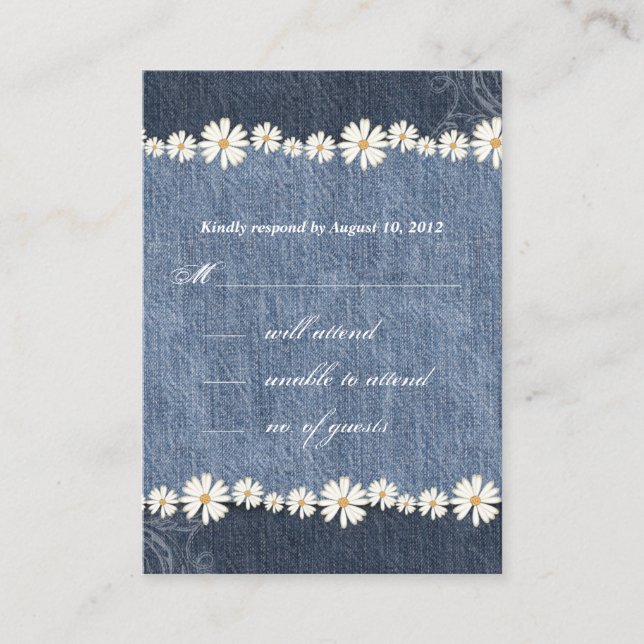 Tarjeta de respuesta Boda Denim n Daisies (Anverso)